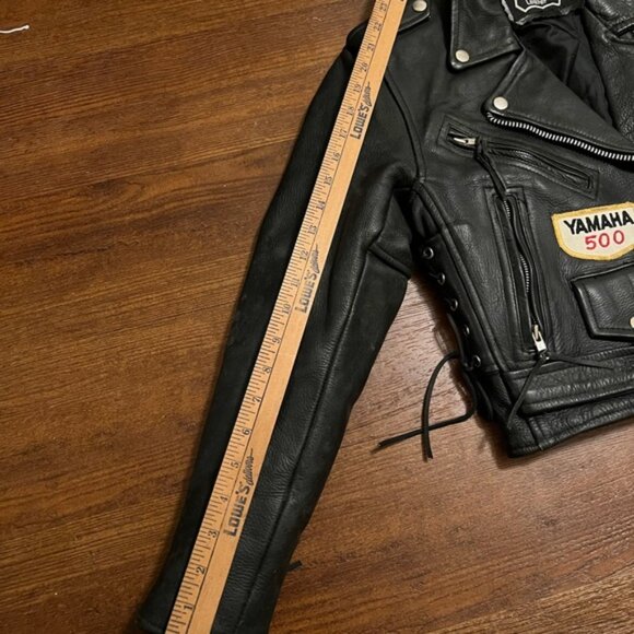 A-1 Genuine Leather Vintage Motorcycle Jacket with Patches - Picture 16 of 16